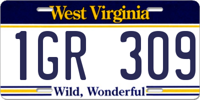 WV license plate 1GR309