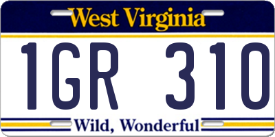 WV license plate 1GR310