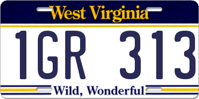 WV license plate 1GR313