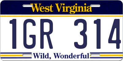WV license plate 1GR314