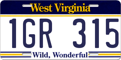 WV license plate 1GR315