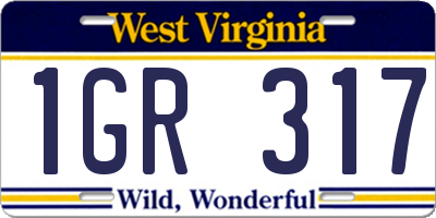 WV license plate 1GR317
