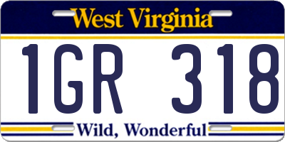 WV license plate 1GR318