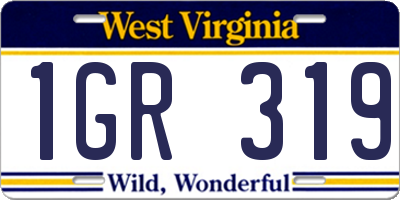 WV license plate 1GR319