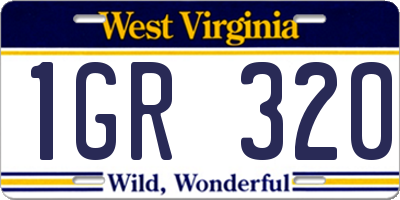 WV license plate 1GR320