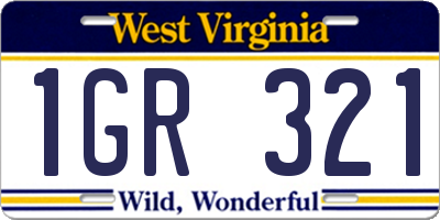 WV license plate 1GR321