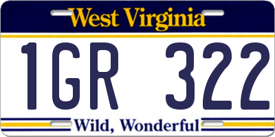 WV license plate 1GR322