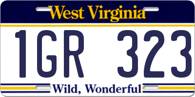 WV license plate 1GR323
