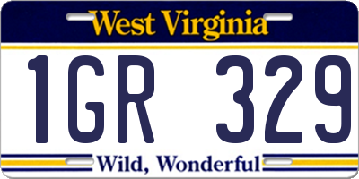 WV license plate 1GR329