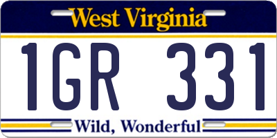 WV license plate 1GR331