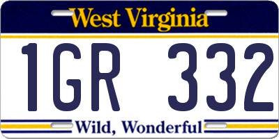 WV license plate 1GR332