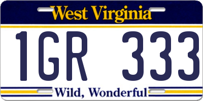 WV license plate 1GR333