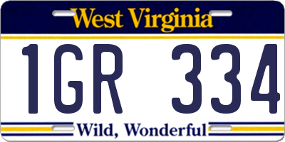 WV license plate 1GR334