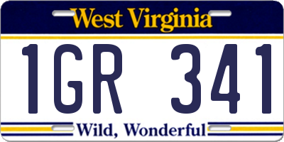 WV license plate 1GR341