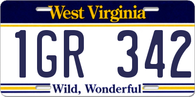 WV license plate 1GR342