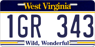 WV license plate 1GR343