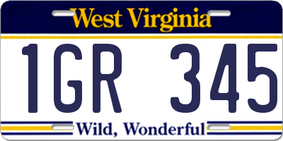 WV license plate 1GR345