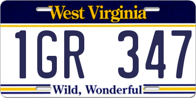 WV license plate 1GR347