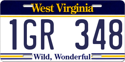 WV license plate 1GR348