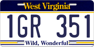 WV license plate 1GR351