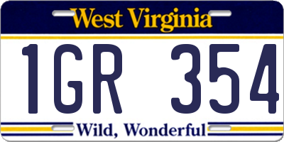 WV license plate 1GR354