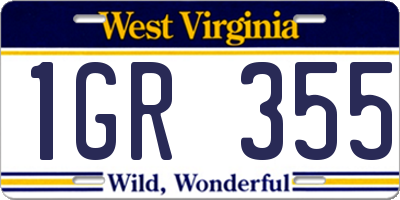 WV license plate 1GR355