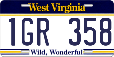 WV license plate 1GR358