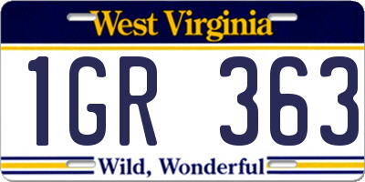 WV license plate 1GR363