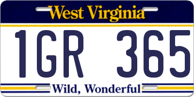 WV license plate 1GR365