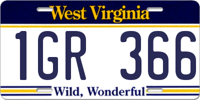 WV license plate 1GR366