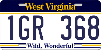 WV license plate 1GR368