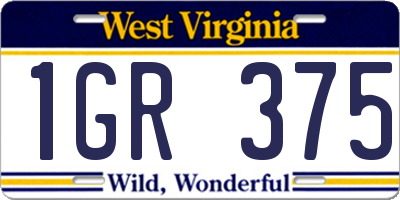 WV license plate 1GR375