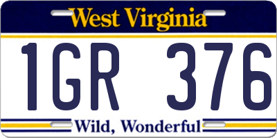 WV license plate 1GR376