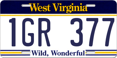 WV license plate 1GR377