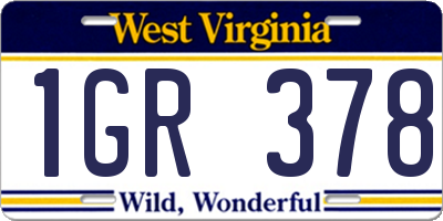 WV license plate 1GR378
