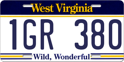 WV license plate 1GR380