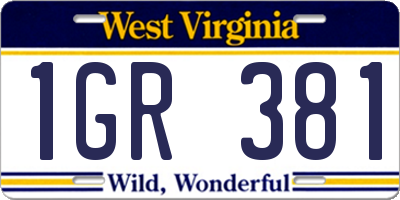 WV license plate 1GR381