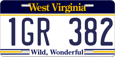WV license plate 1GR382