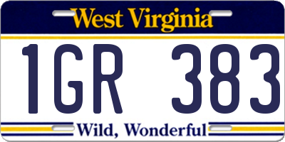 WV license plate 1GR383