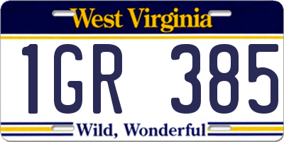 WV license plate 1GR385
