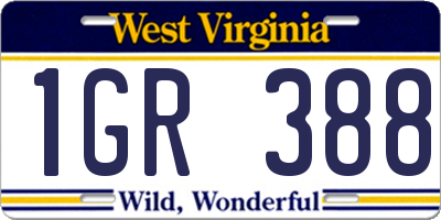 WV license plate 1GR388