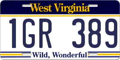 WV license plate 1GR389