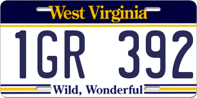 WV license plate 1GR392