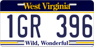 WV license plate 1GR396