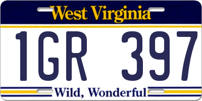 WV license plate 1GR397