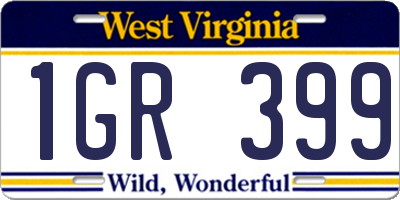 WV license plate 1GR399
