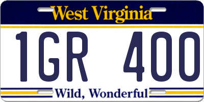 WV license plate 1GR400
