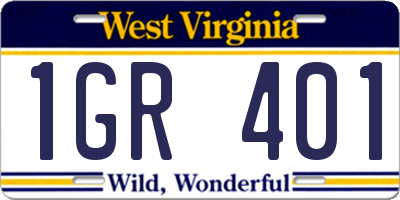 WV license plate 1GR401
