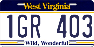 WV license plate 1GR403