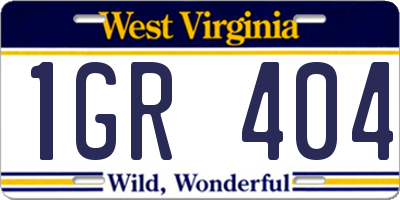 WV license plate 1GR404